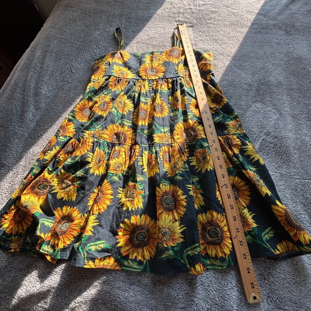 Asos Women Dress Sz 12 Sunflower Square Neck Tiered Boho Festival Floral 18747 - Picture 10 of 11